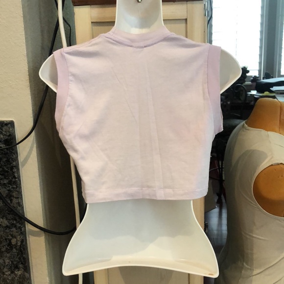 Crop Top T Shirt “Life’s a Beach” size Small Lavender with Black Lettering - Picture 3 of 4